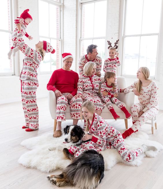 Dear Deer Christmas Family Pajamas 2-piece set-Pink Laura