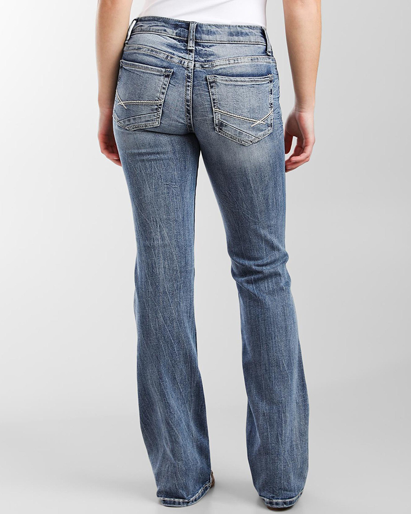 90s Vintage Embroidery Pocket Low Waist Jeans-Pink Laura