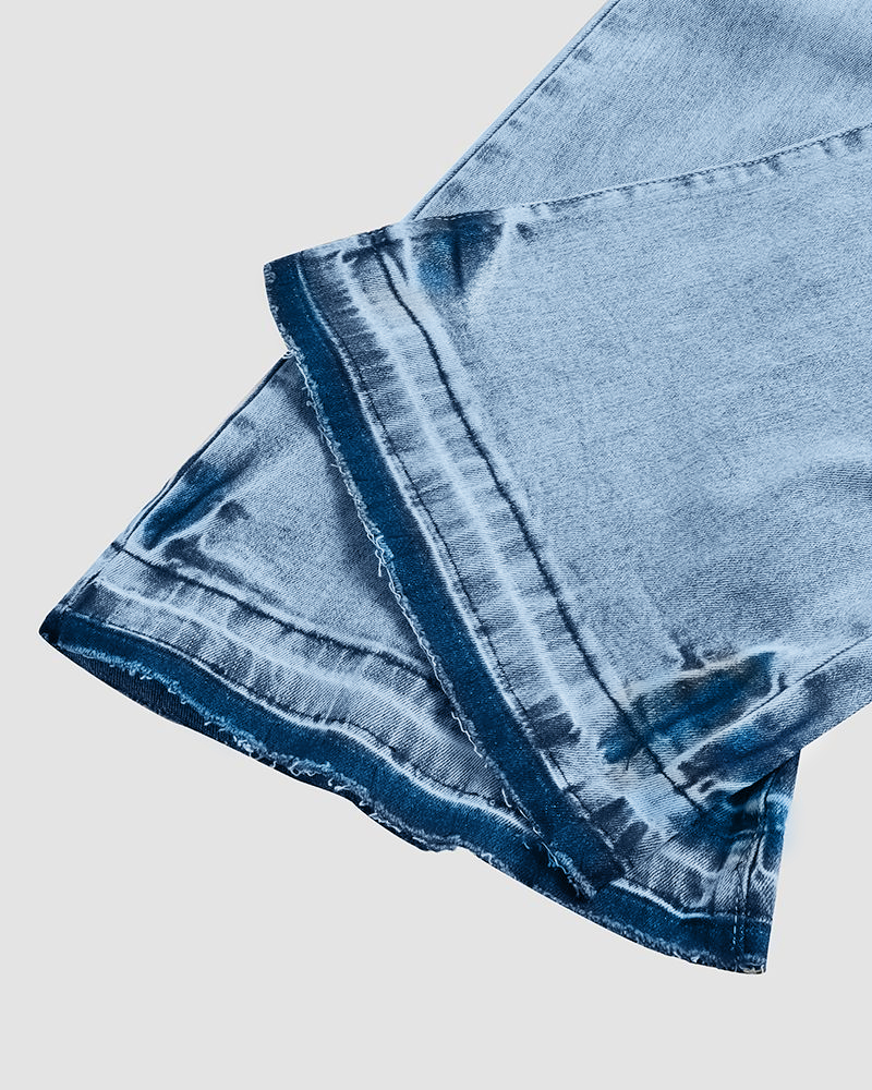 90s Vintage Button Up High Waist Flare Jeans-Pink Laura