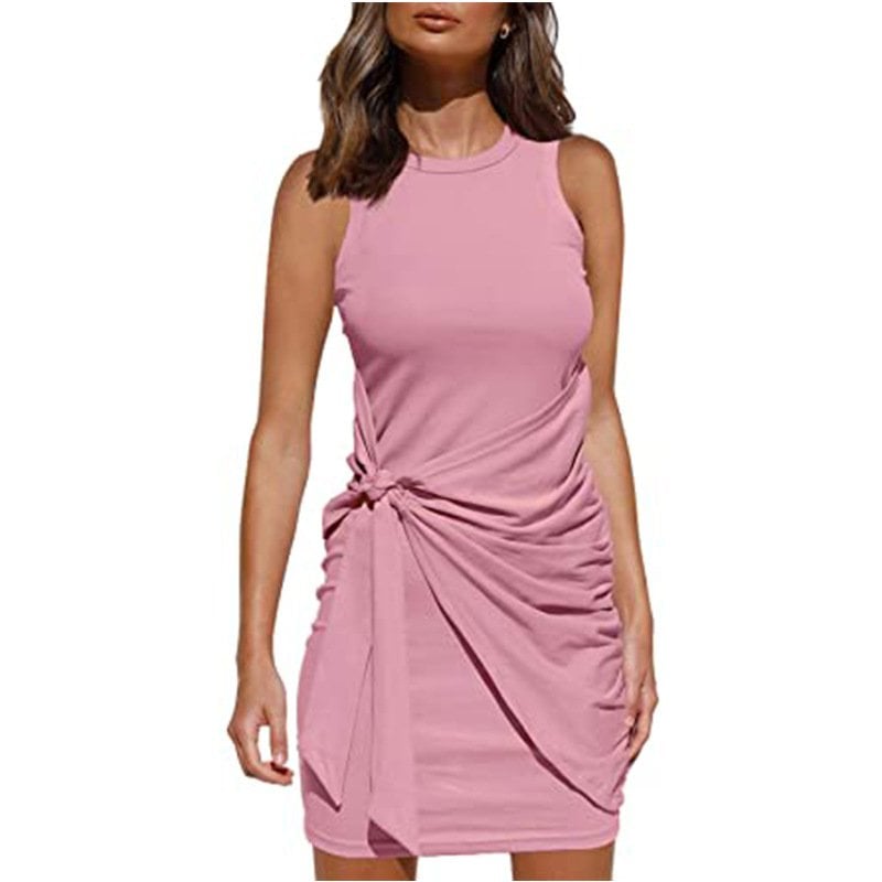 (Multiple Colour) - Casula Wrap Skirt Knit Dress-Pink Laura