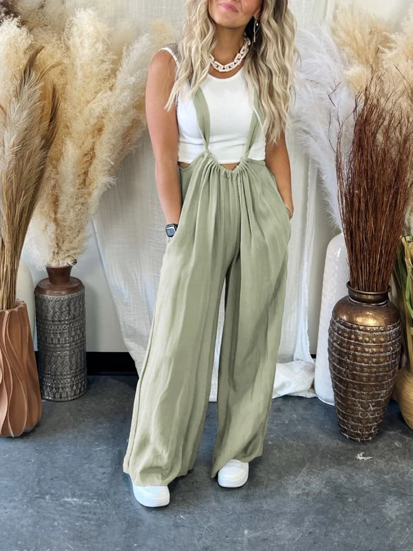 Soft Loose Solid Color Wide Leg Jumpsuit (Buy 2 Free Shipping)-Pink Laura
