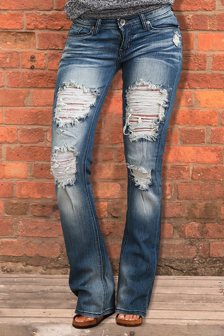 90s Vintage Distressed Low Waist Jeans-Pink Laura