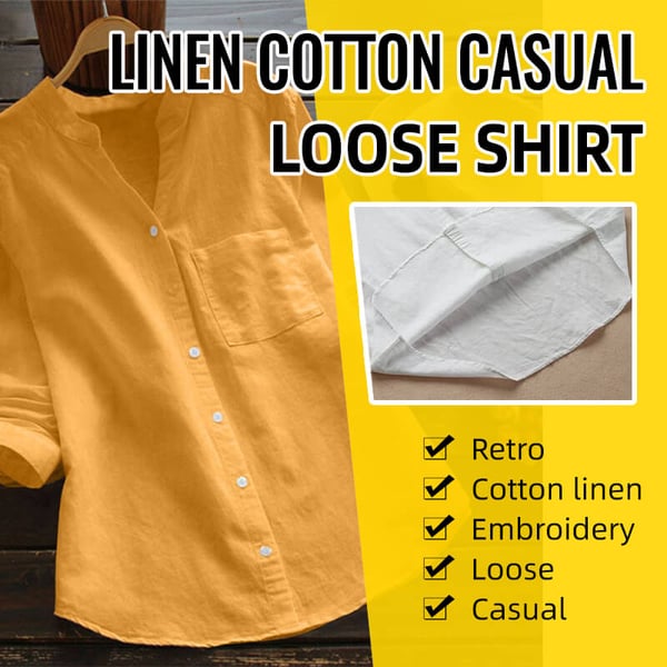 Linen Cotton Casual Loose Shirt（Buy 2 Free Shipping）-Pink Laura