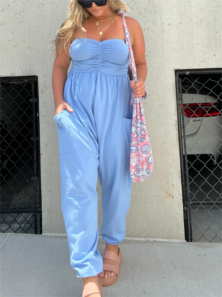 Hot Sale Tube Top Boho Jumpsuit With Pockets (Buy 2 Free Shipping)