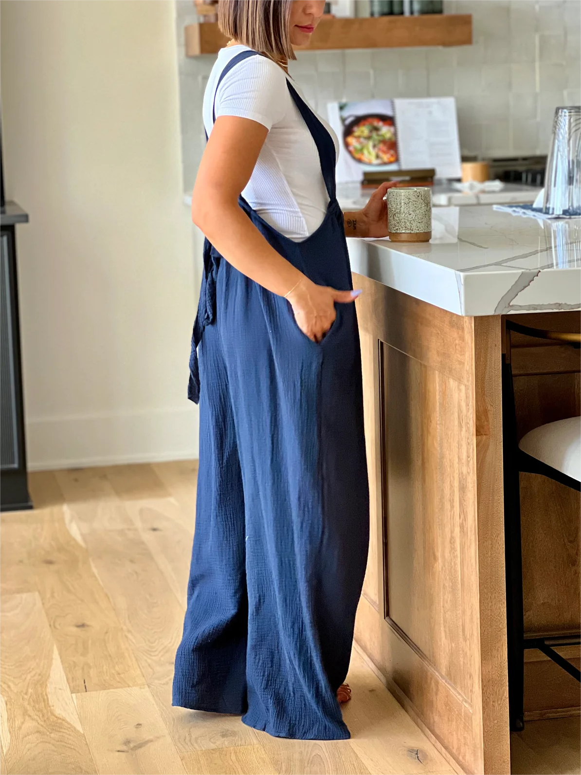 Soft Loose Solid Color Wide Leg Jumpsuit (Buy 2 Free Shipping)-Pink Laura