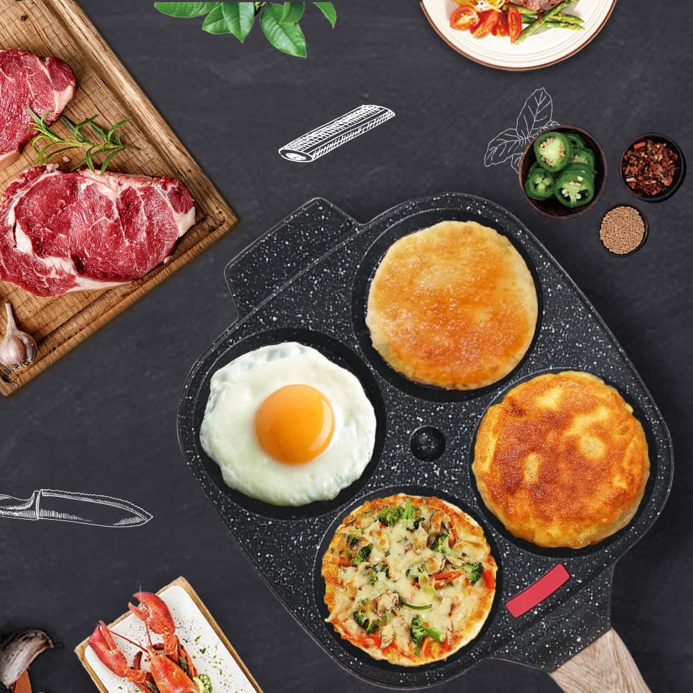 Egg Frying Pan with Lid Nonstick 4 Cups Pancake Pan