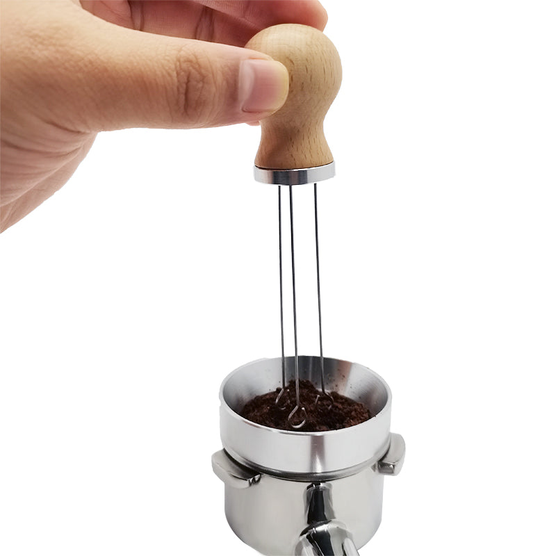 Wood Handle Stainless Steel Espresso Coffee Tamper Stirring Needle-Grand Kitchen