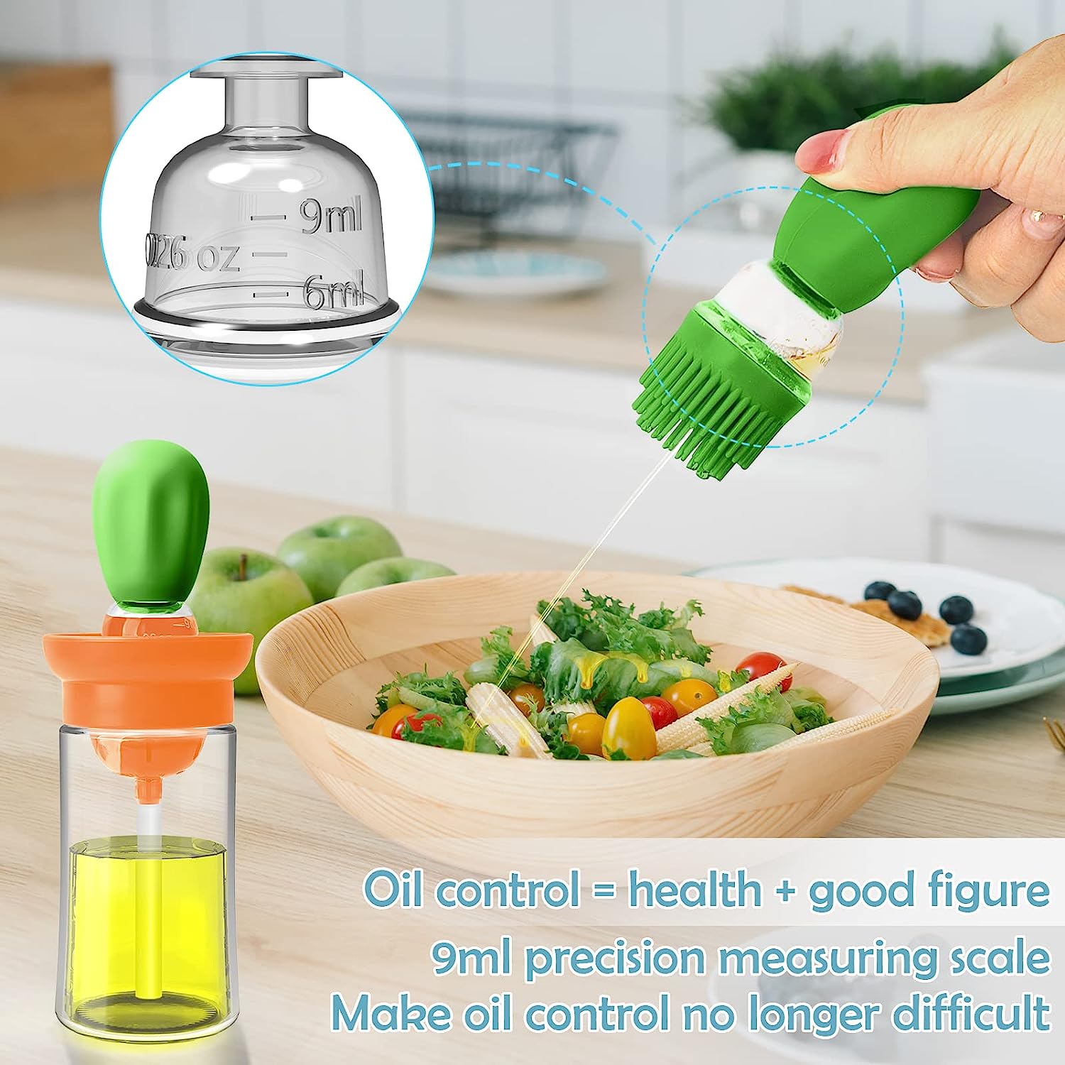 Glass Olive Oil Dispenser Bottle With Silicone Brush 2 In 1-Grand Kitchen