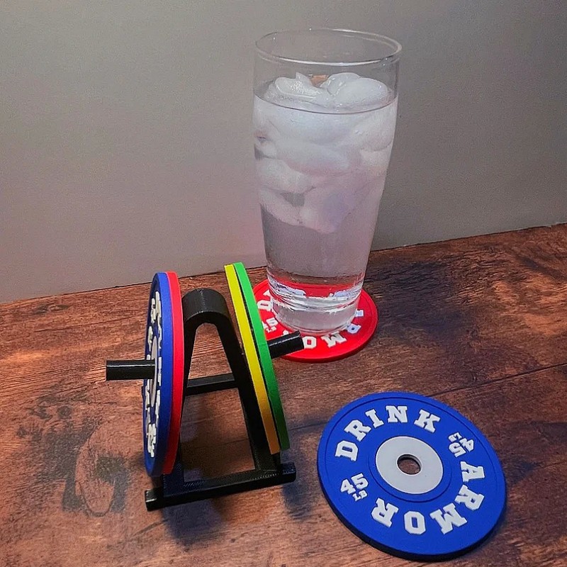 Weight Plate Coaster Set of 4 And Rack Holder-Father's Day Gift