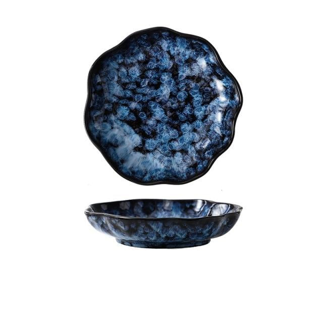 Ceramic Dinner Plates And Bowls Blue Dishes Creative Dinnerware Set-Grand Kitchen