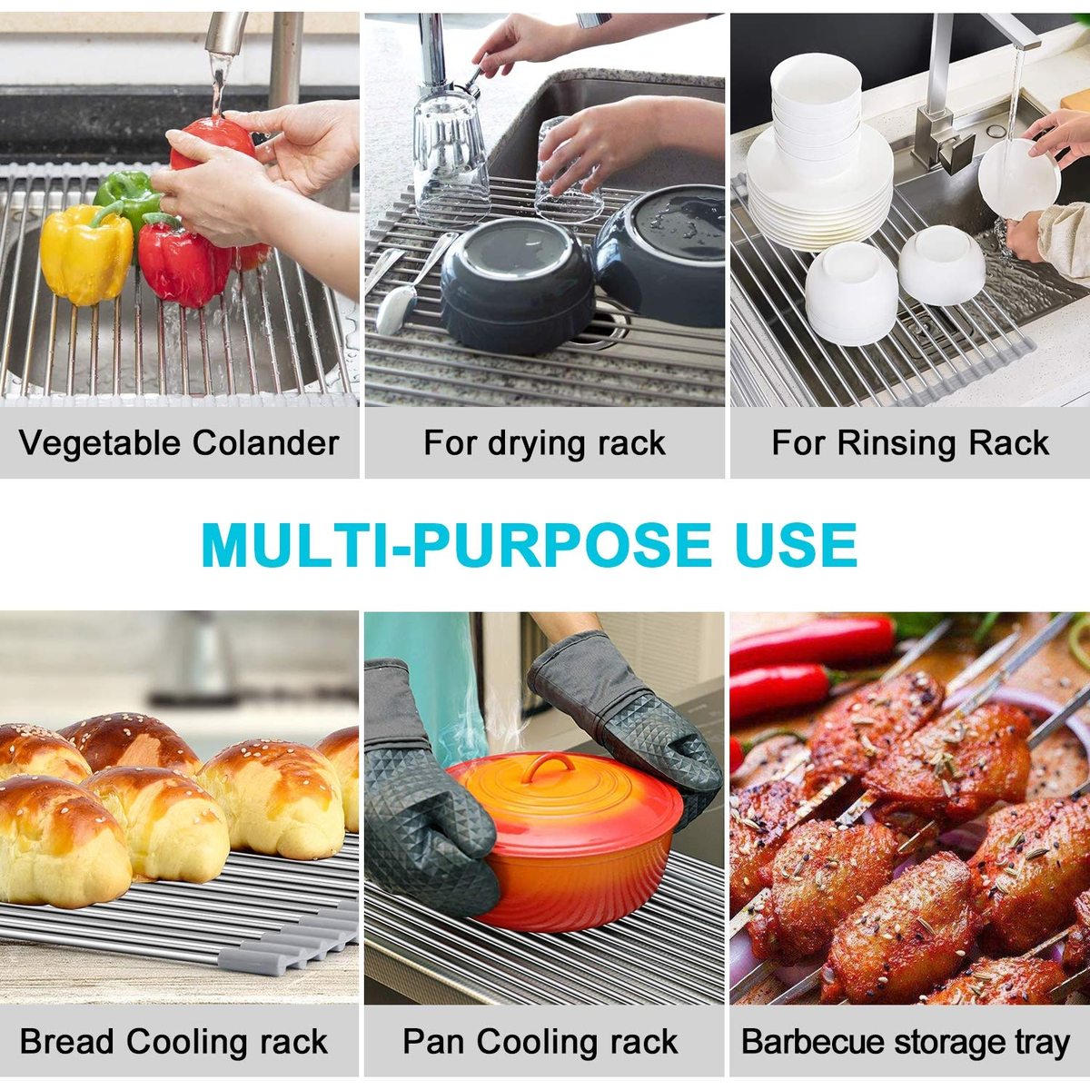 New Portable Stainless Steel Rolling Rack-Grand Kitchen