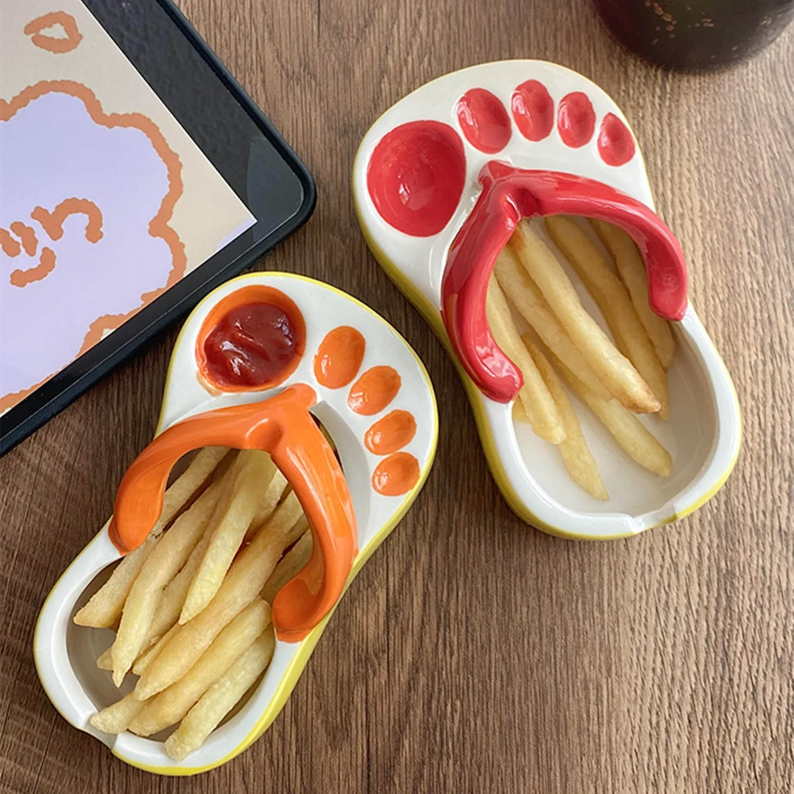 Slippers french fries plate tomato sauce dipping sauce plate-Grand Kitchen