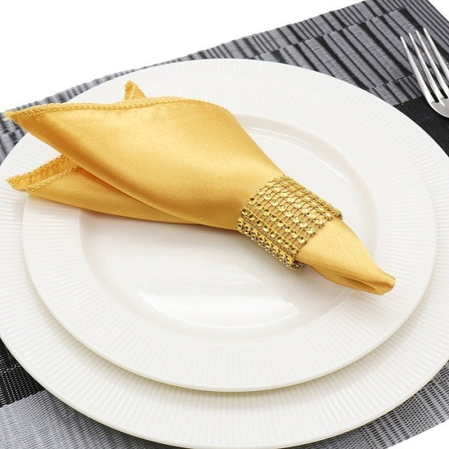 50Pcs Table Napkin Cloth Square Satin Fabric Pocket Handkerchief-Grand Kitchen
