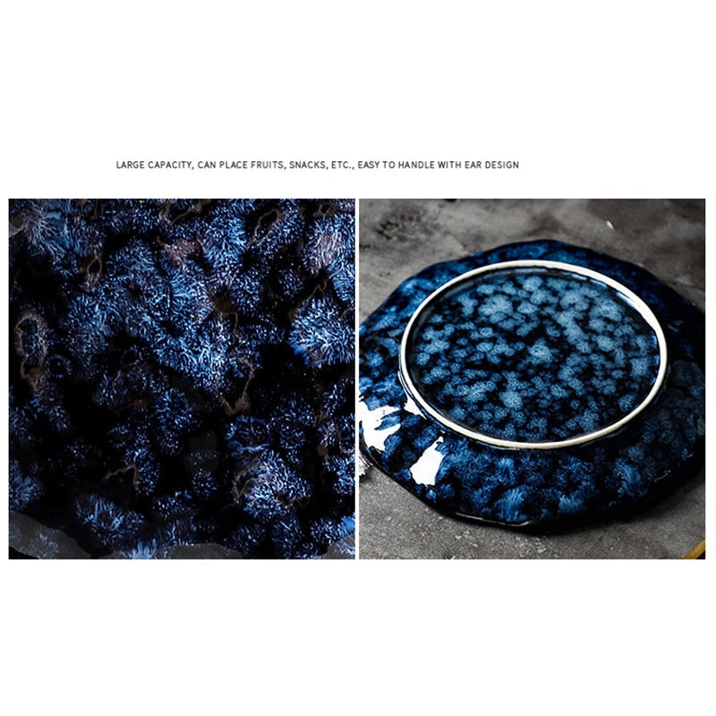 Ceramic Dinner Plates And Bowls Blue Dishes Creative Dinnerware Set-Grand Kitchen