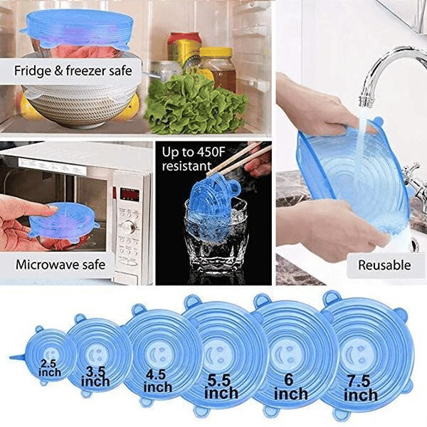 Silicone Fresh Keeping Lids 6Pcs-Grand Kitchen