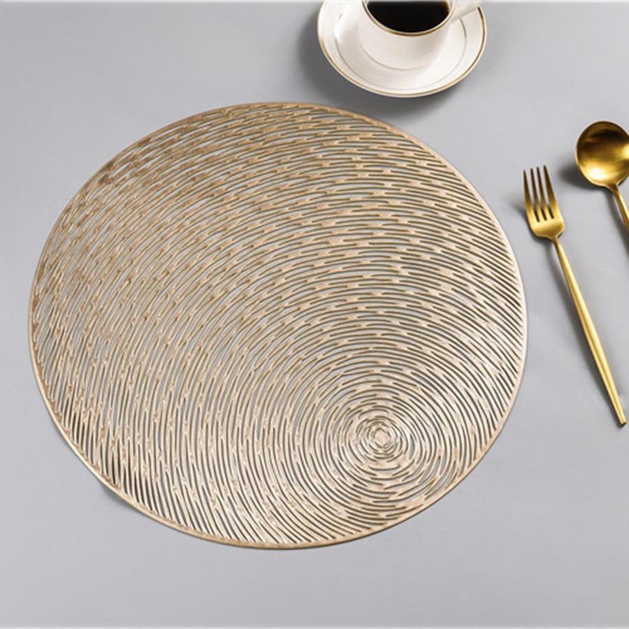 15 Inch PVC Mats Round Placemats for Dining Tables In Gold And Silver-Grand Kitchen