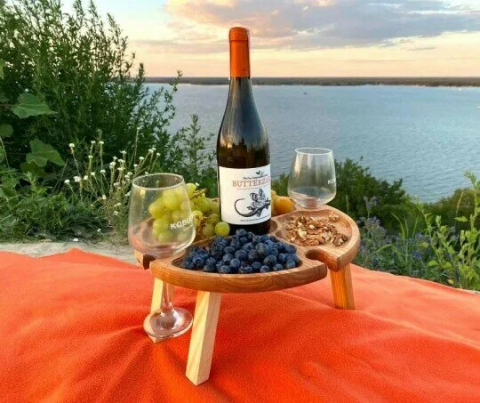 Wooden Outdoor Folding Picnic Table-With Glass Holder-Grand Kitchen