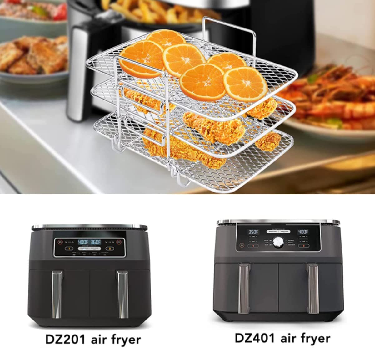 Double Basket Air Fryers Rack-Grand Kitchen