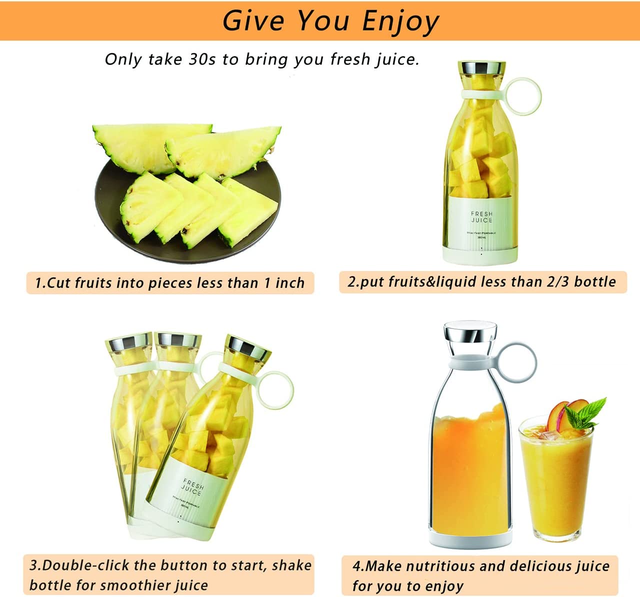 🎄2022 Christmas Hot Sale🔥Portable Blender Battery Powered USB Blender-Grand Kitchen