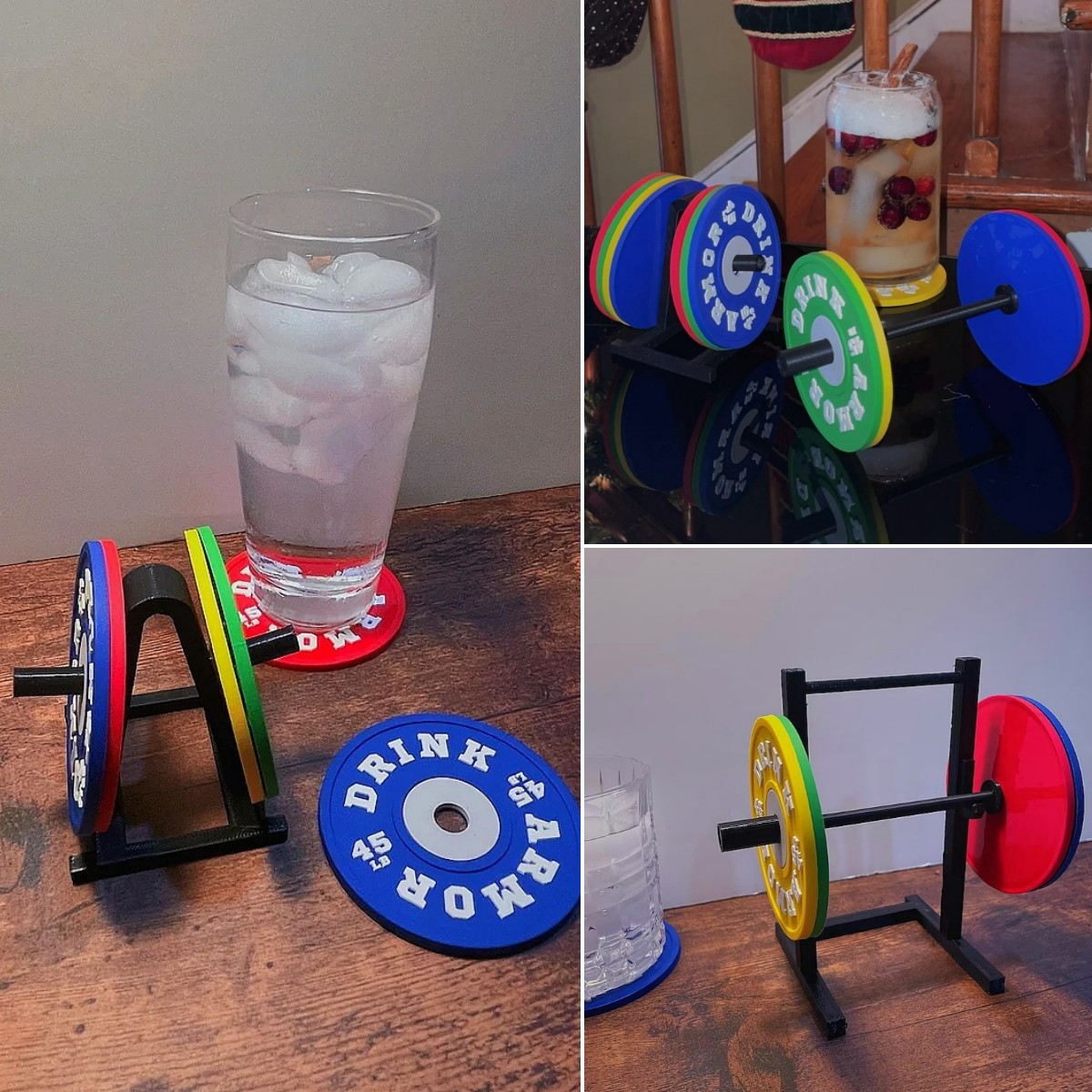 Weight Plate Coaster Set of 4 And Rack Holder-Father's Day Gift-Grand Kitchen