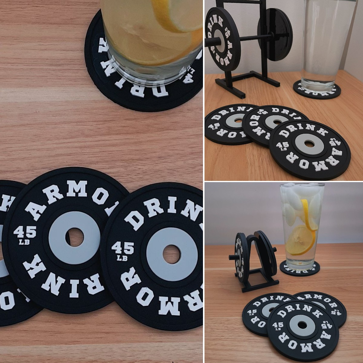 Weight Plate Coaster Set of 4 And Rack Holder-Father's Day Gift-Grand Kitchen