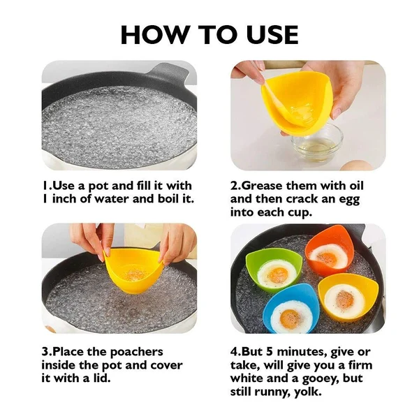 🥚🥚Easy Silicone Egg Poacher(4 Pcs)-Grand Kitchen