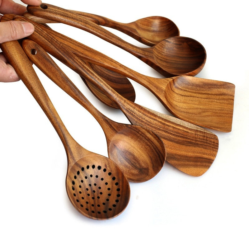 Teak Natural Wood Tableware Spoon Colander Spoon Special Soup Skimmer-Grand Kitchen