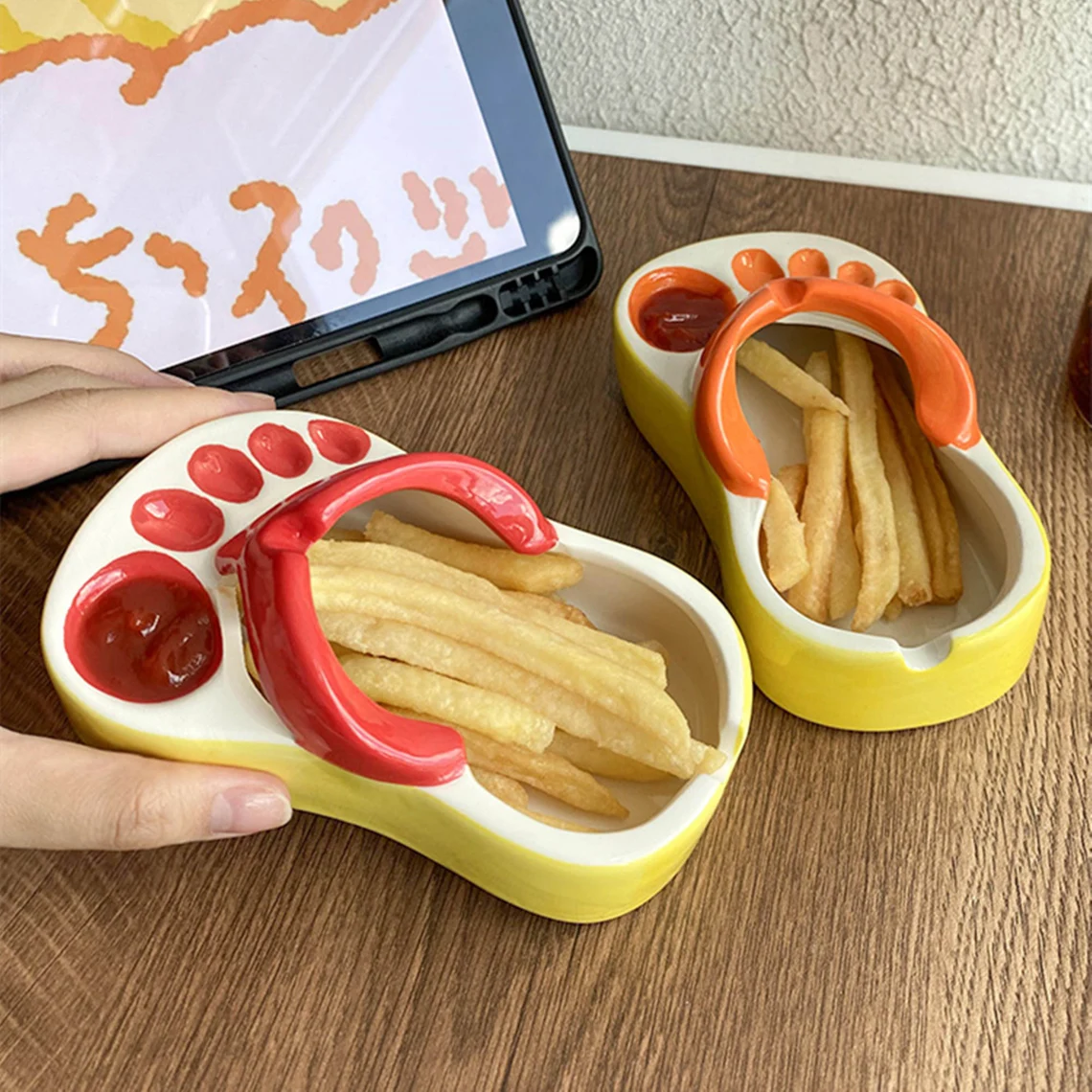 Slippers french fries plate tomato sauce dipping sauce plate-Grand Kitchen