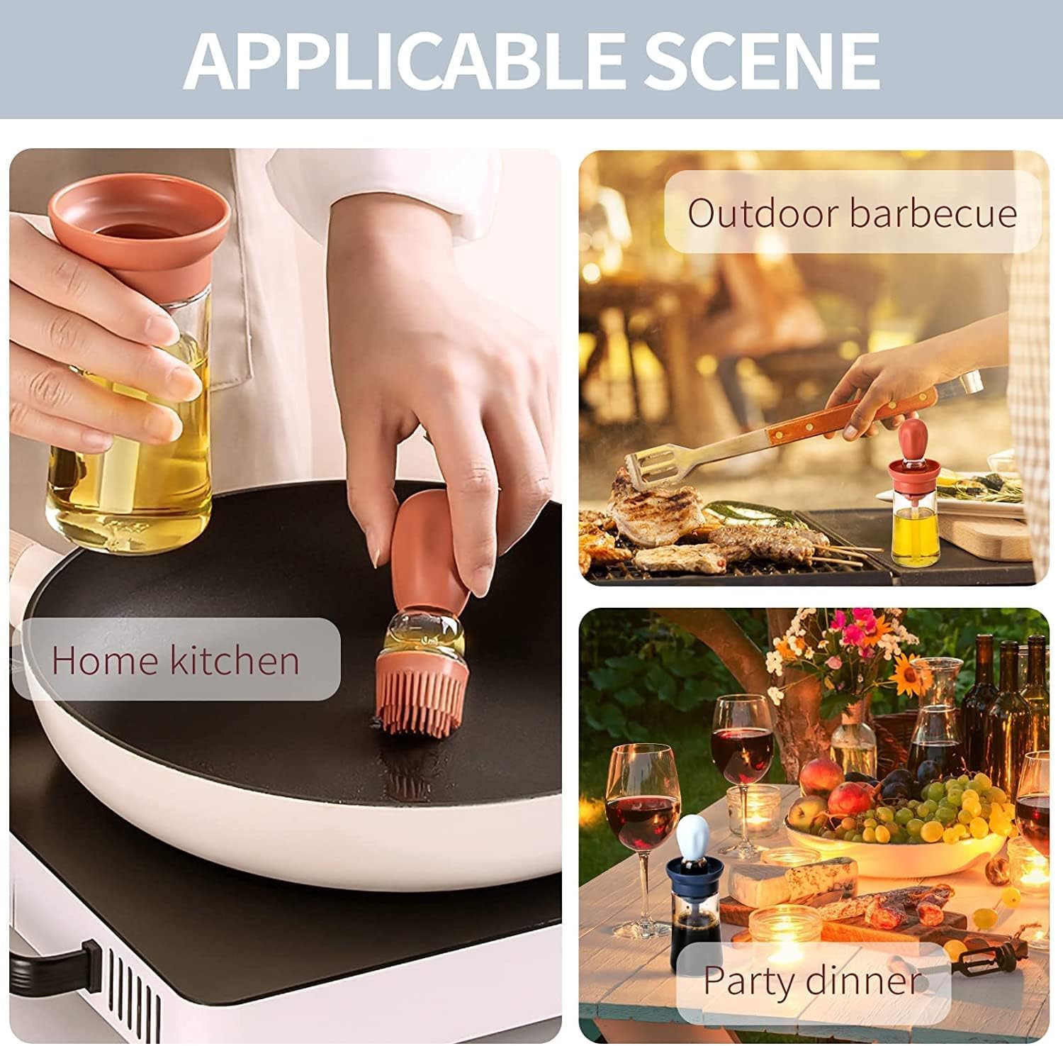 Glass Olive Oil Dispenser Bottle With Silicone Brush 2 In 1-Grand Kitchen