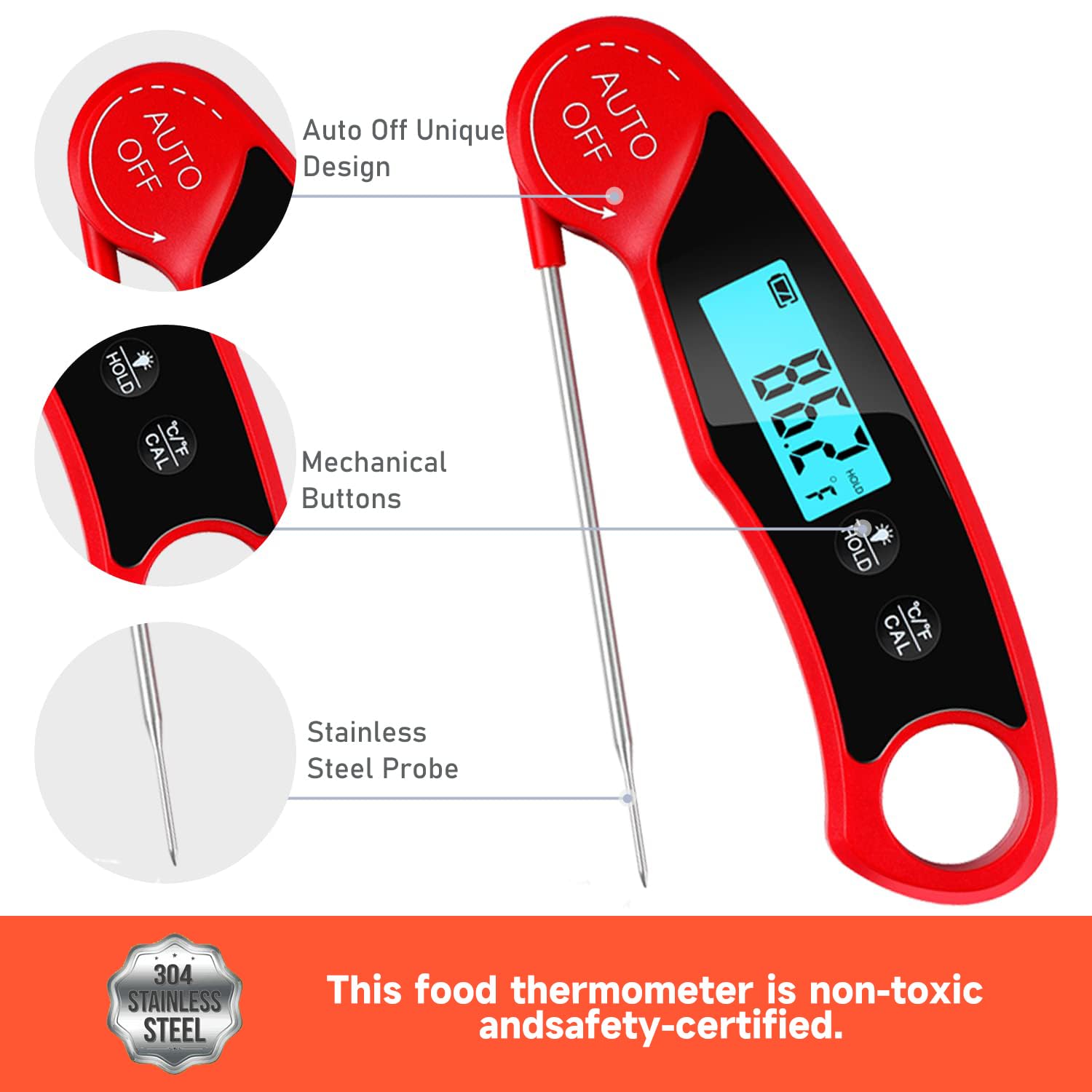 Waterproof Instant Read Food Thermometer