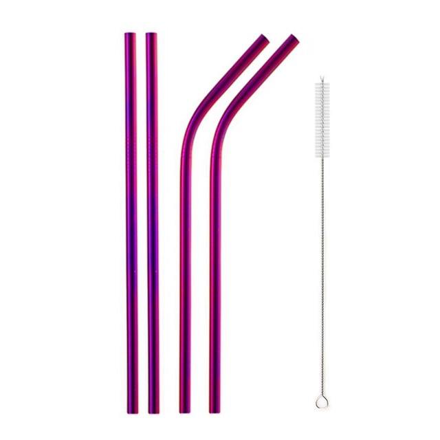 Stainless Steel Color Reusable Metal Straws Set with Cleaner Brush-Grand Kitchen