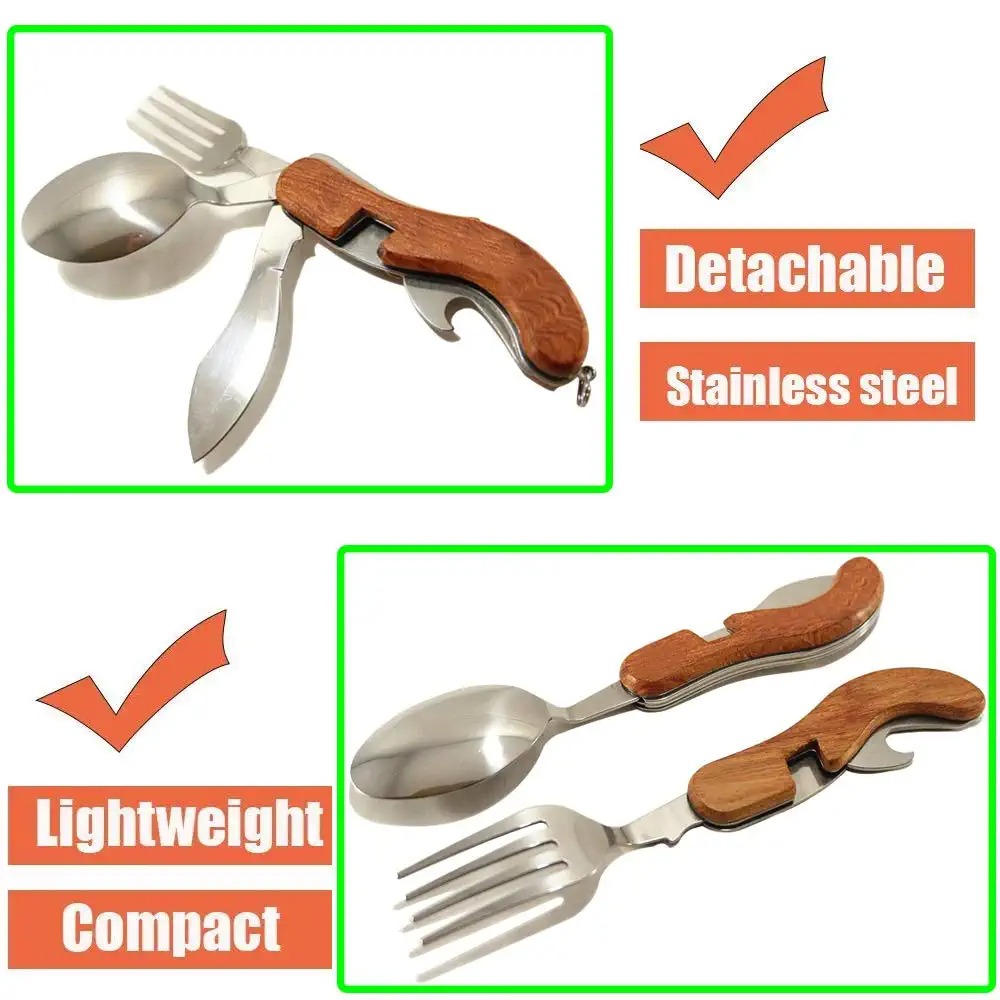 4-in-1 Stainless Steel Fork Knife Spoon Bottle Opener Set -Grand Kitchen