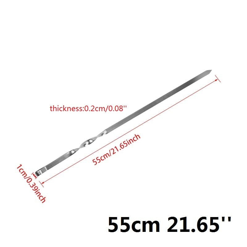 Barbecue Skewer Sticks Barbecue Forks Set Long Handle Skewers Flat-Grand Kitchen