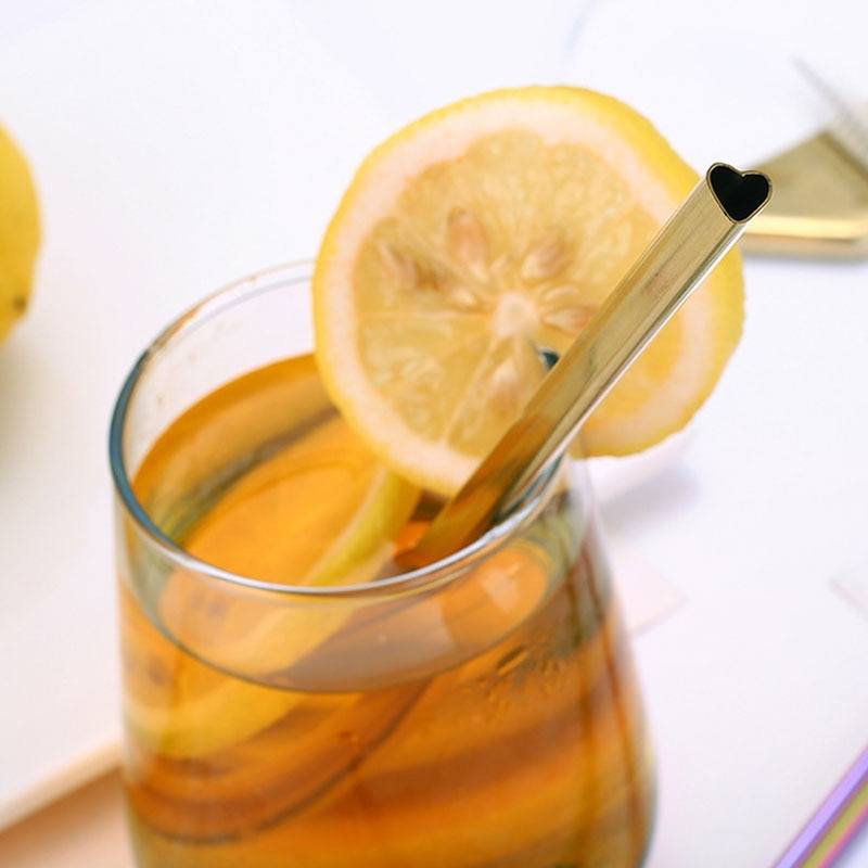 Straw Metal Straw Set Heart-shaped Bubble Tea Straws Stainless Steel-Grand Kitchen