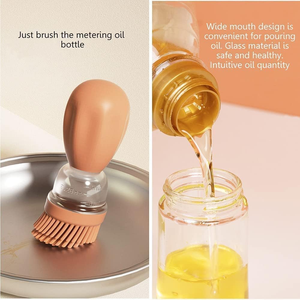 Glass Olive Oil Dispenser Bottle With Silicone Brush 2 In 1-Grand Kitchen