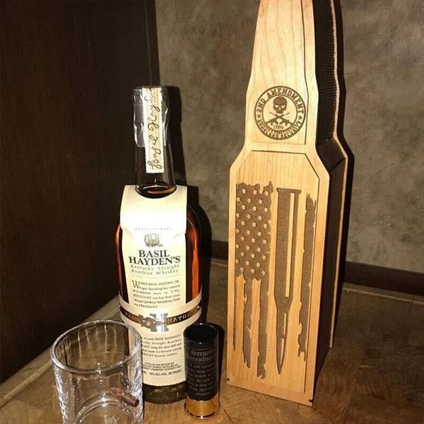 2nd Amendment wooden box Bullet booze gift box-Grand Kitchen
