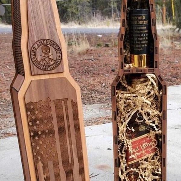 2nd Amendment wooden box Bullet booze gift box-Grand Kitchen