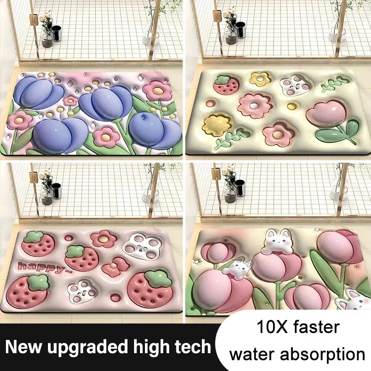 Three-Dimensional Flower Fast Water Absorbent Mat-Grand Kitchen