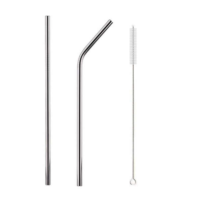 Stainless Steel Color Reusable Metal Straws Set with Cleaner Brush-Grand Kitchen