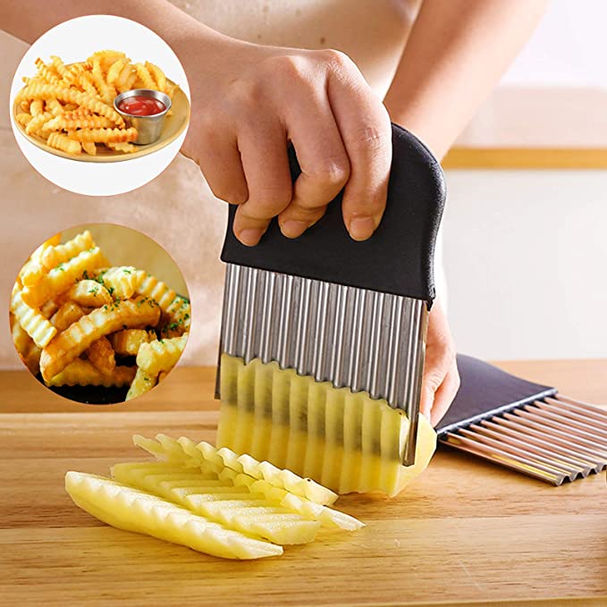 🍟Hot Sale-Stainless Steel Vegetable Slicer, Potato Wave Cutter-Grand Kitchen