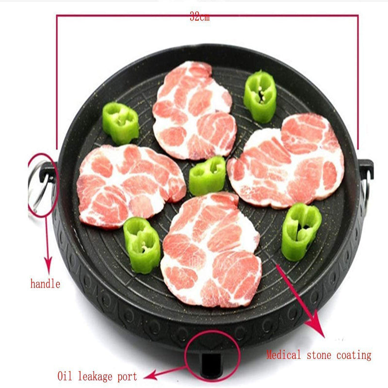 Grill Pan Non-stick Smokeless Barbecue Tray Stovetop Plate for Indoor-Grand Kitchen
