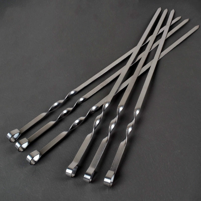 Barbecue Skewer Sticks Barbecue Forks Set Long Handle Skewers Flat-Grand Kitchen