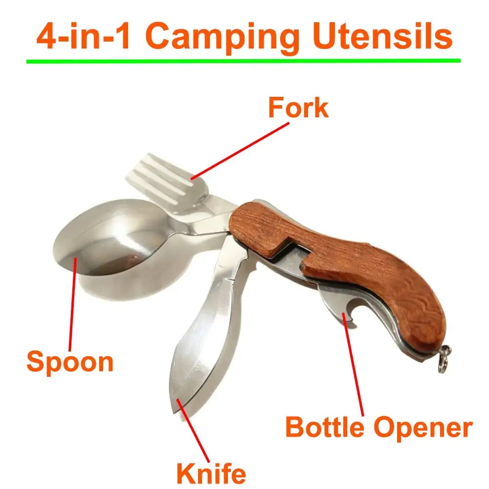 4-in-1 Stainless Steel Fork Knife Spoon Bottle Opener Set -Grand Kitchen
