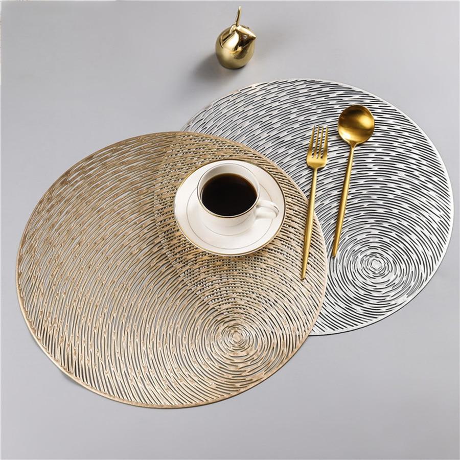 15 Inch PVC Mats Round Placemats for Dining Tables In Gold And Silver-Grand Kitchen