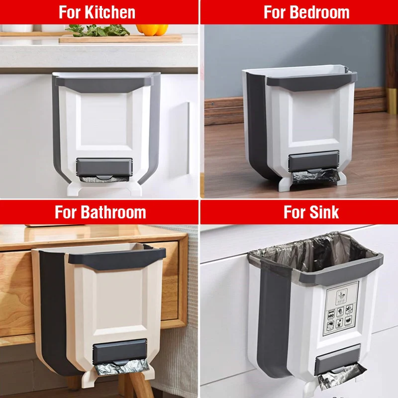 Foldable Hanging Kitchen Trash Can-Grand Kitchen