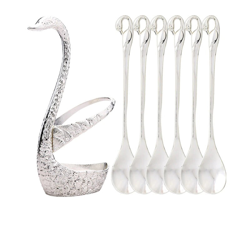 7pcs Swan Base Holder Fruit Forks Set Salad Dessert Tools Tableware-Grand Kitchen