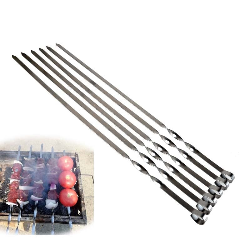 Barbecue Skewer Sticks Barbecue Forks Set Long Handle Skewers Flat-Grand Kitchen