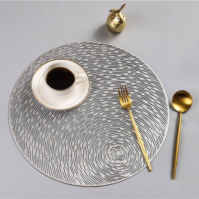 15 Inch PVC Mats Round Placemats for Dining Tables In Gold And Silver-Grand Kitchen
