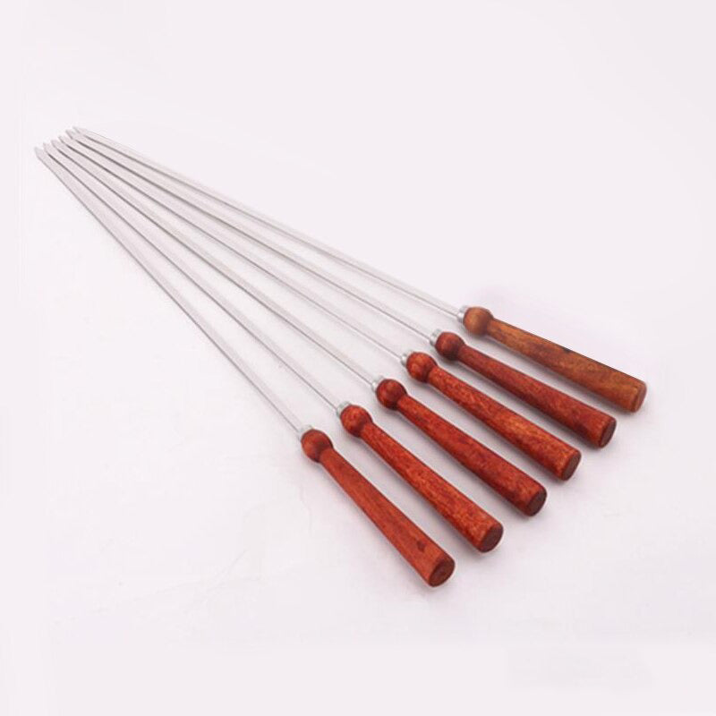 BBQ Skewers Flat Kebob Barbecue Skewer Long Meat Grill Needle Sticks-Grand Kitchen