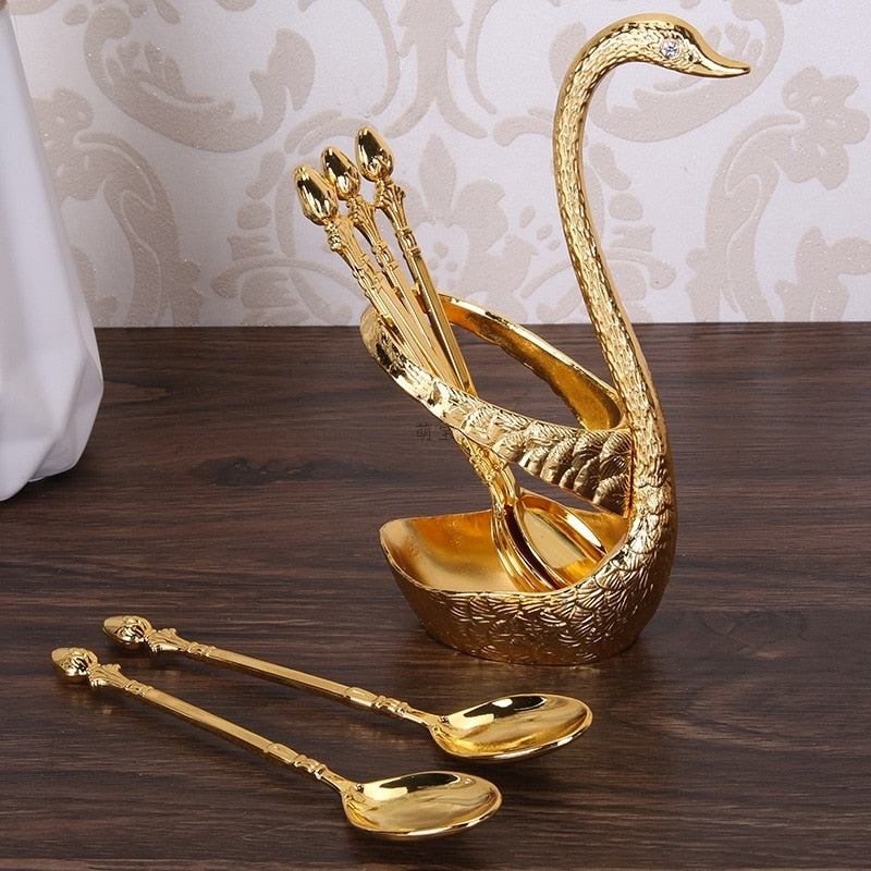 7pcs Swan Base Holder Fruit Forks Set Salad Dessert Tools Tableware-Grand Kitchen